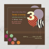 PixDezines Baloons Birthday Party Kaart (Voorkant / Achterkant)