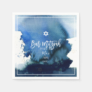 PixDezines Bar Mitswa Waterverf Oceaan Blauw Servet