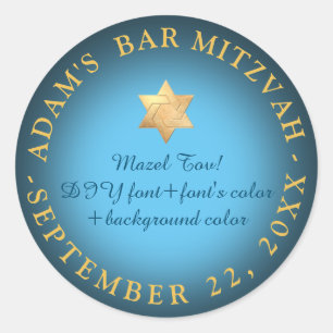 PixDezines Bar Mitzvah/Bat Mitzvah/DIY kleur Ronde Sticker