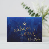PixDezines Bar Mitzvah Celebration Kaarten ✡ Navy RSVP Kaartje (Staand voorkant)