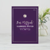 PixDezines Bar Mitzvah Silver/Plum Kaart (Staand voorkant)