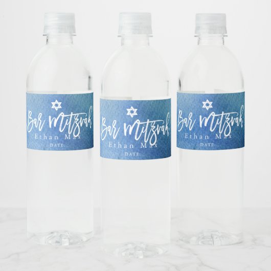 PixDezines Bar Mitzvah, Waterverf Waterfles Etiket (Flessen)
