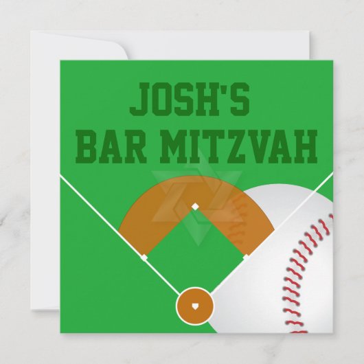 PixDezines ✡ Baseball Diamond/Bar Mitzvah Kaart (Voorkant)