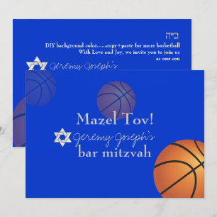 ✡ PixDezines Basketbal Bar Mitzvah/DIY Kleur Kaart