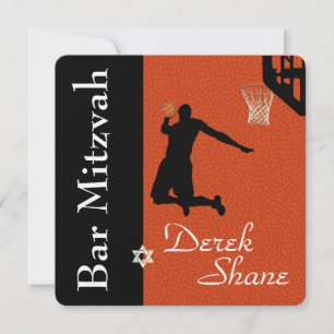 ✡ PixDezines Basketbal Bar Mitzvah Uitnodiging