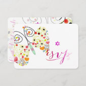 PixDezines Bat Mitzvah/butterflies RSVP Kaartje (Voorkant / Achterkant)