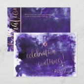 PixDezines Bat Mitzvah Celebration Kaarten ✡ Paars RSVP Kaartje (Voorkant / Achterkant)