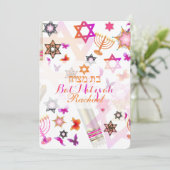 PixDezines bat mitzvah/collage Kaart (Staand voorkant)