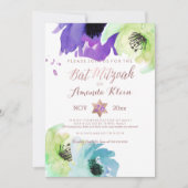 PixDezines ✡ Bat Mitzvah/Floral Waterverf Kaart (Voorkant)