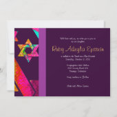 PixDezines Bat Mitzvah Foto + Psychedelic Stars Kaart (Achterkant)