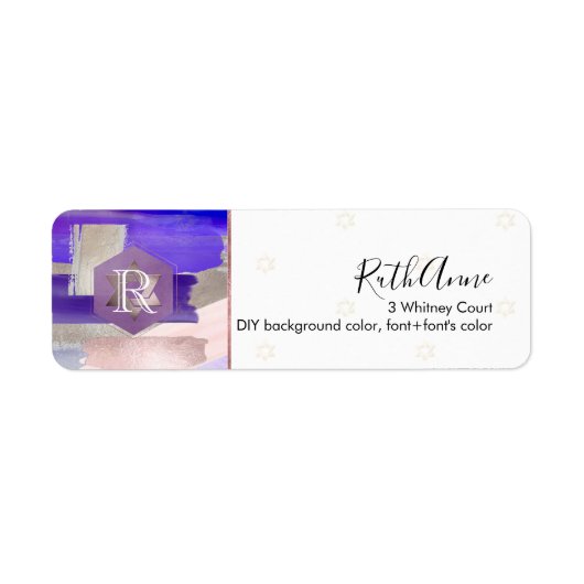 PixDezines Bat Mitzvah Paarse Violet Waterverf Etiket (Voorkant)