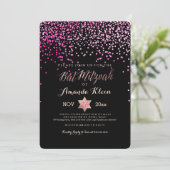 PixDezines Bat Mitzvah/Roze/Roos Gold/Confetti Kaart (Staand voorkant)