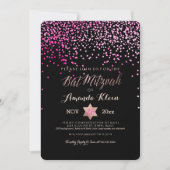 PixDezines Bat Mitzvah/Roze/Roos Gold/Confetti Kaart (Voorkant)