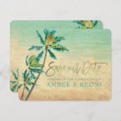 PixDezines Beach/Palm Trees/Save the Date Save The Date (Voorkant / Achterkant)