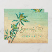 PixDezines  Beach/Palm Trees/Save the Date Save The Date (Voorkant / Achterkant)