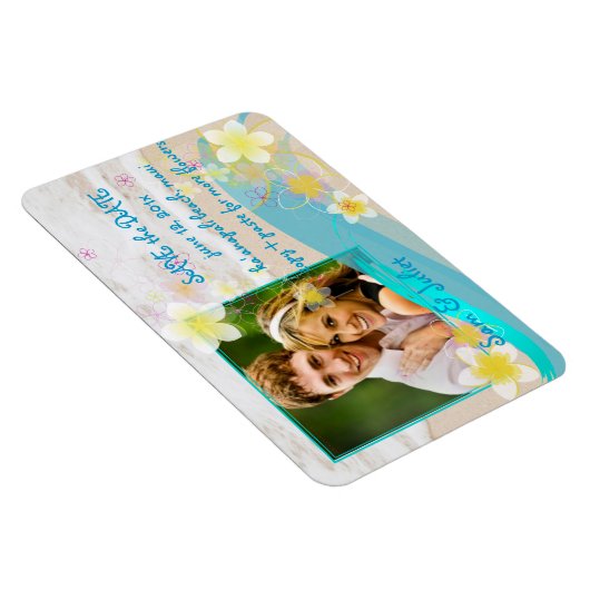 PixDezines beach+plumeria datum/DIY-kleur opslaan Magneet (Rechterzijde)