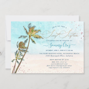 PixDezines Beach Sweet Sixteen Crystal Blue Ocean Kaart