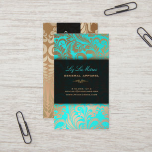 PixDezines Bellissimo Damask Faux Metallic Visitekaartje
