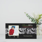 PixDezines Bellissimo Damask, kerst Feestdagenkaart (Staand voorkant)