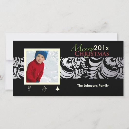 PixDezines Bellissimo Damask, kerst Feestdagenkaart (Voorkant)