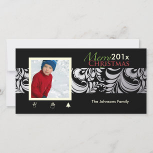 PixDezines Bellissimo Damask, kerst Feestdagenkaart