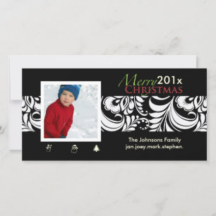 PixDezines Bellissimo Damask, kerst Feestdagenkaart