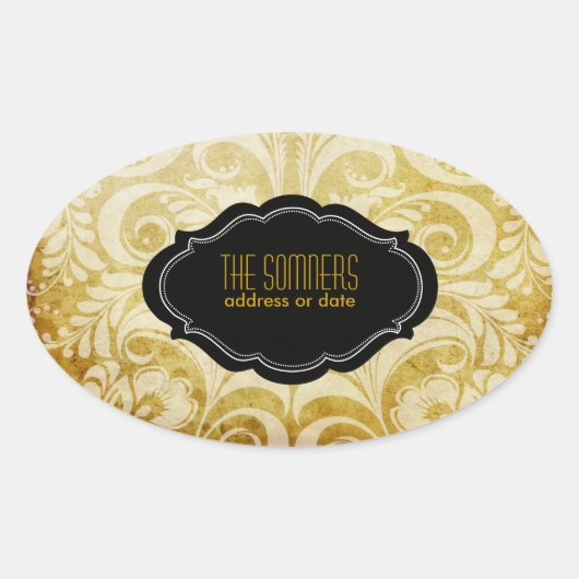 PixDezines  bellissimo damask Ovale Sticker (Voorkant)