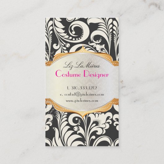 PixDezines  bellissimo damask Visitekaartje (Achterkant)
