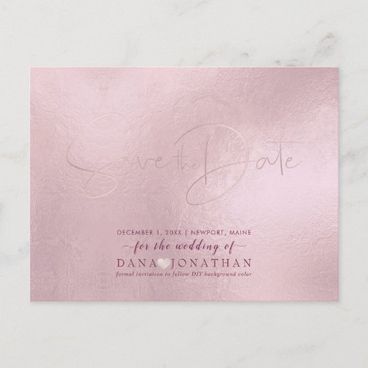 PixDezines Bewaar de Datum/Blush Roze DIY Kleur Briefkaart (Voorkant)