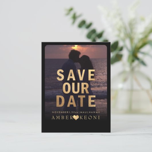PixDezines Bewaar de datum/Faux Gold Aankondigingskaart (Staand voorkant)