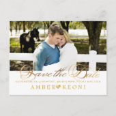 PixDezines Bewaar de datum/Faux Gold/Fancy Script Aankondigingskaart (Voorkant)