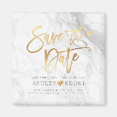 PixDezines Bewaar de datum / Faux Gold + Marble Magneet (Voorkant)