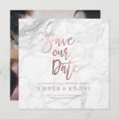 PixDezines Bewaar de datum Faux Roos Gold + Marble Save The Date (Voorkant / Achterkant)