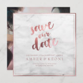 PixDezines Bewaar de datum Faux Roos Gold + Marble Save The Date (Voorkant / Achterkant)