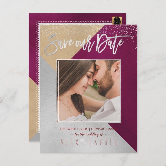 PixDezines Bewaar de datum/moderne doe-het-zelf kl Aankondigingskaart (Voorkant / Achterkant)