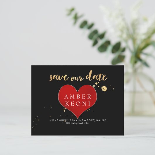 PixDezines Big Red Heart/Save Datum/DIY kleur Aankondigingskaart (Staand voorkant)