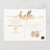 PixDezines Birth Announcement/Floral Waterverf Aankondigingskaart (Achterkant)