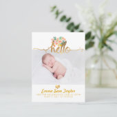 PixDezines Birth Announcement/Floral Waterverf Aankondigingskaart (Staand voorkant)