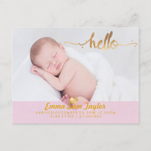 PixDezines Birth Announcement/Floral Waterverf Aankondigingskaart