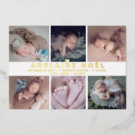 PixDezines Birth Announcement Gold Folie Uitnodiging