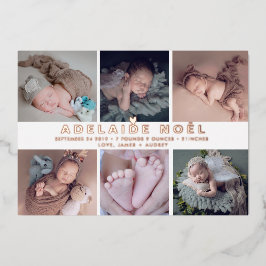 PixDezines Birth Announcement Roos Gold Folie Uitnodiging