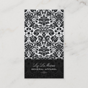 PixDezines Black Desiree Damask Visitekaartje