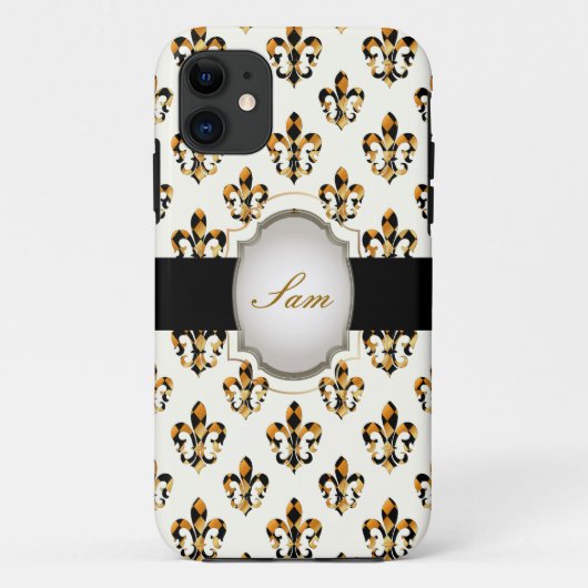 PixDezines Black gold fleur de lis/DIY background Case-Mate iPhone Case (Achterkant)