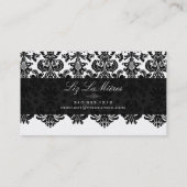 PixDezines Black Isabella Damask Visitekaartje (Achterkant)