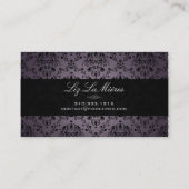 PixDezines Black+Paarse Dolcè Damask Visitekaartje (Achterkant)