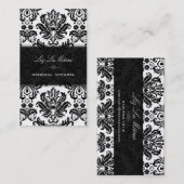 PixDezines Black Pique  Damask Visitekaartje (Voorkant / Achterkant)