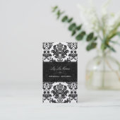 PixDezines Black Pique  Damask Visitekaartje (Staand voorkant)