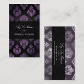 PixDezines Black+Plum Rossellini Damask Visitekaartje (Voorkant / Achterkant)