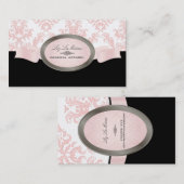 PixDezines Black, Roze, White Céleste Damask Visitekaartje (Voorkant / Achterkant)
