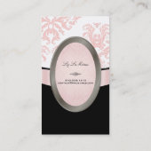 PixDezines Black, Roze, White Céleste Damask Visitekaartje (Achterkant)